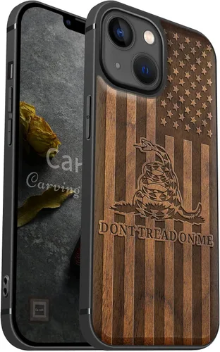 Miniatura 12 de Carveit Funda magnética de madera para iPhone 13 [madera natural y TPU suave] Funda protectora de madera única a prueba de golpes compatible