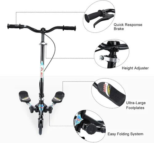 Miniatura 2 de Swing Scooter for Kids, 3 Wheels Foldable Wiggle Kick Scooter Push Drifting with 4 Adjustable Handlebar & 2 Rear LED Wheel for Boys and Girls Ages