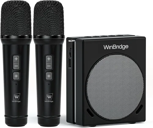 WinBridge S90 - Micrófono portátil y sistema de micrófono Bluetooth con altavoz, amplificador de voz de 30 W, sistema PA con 2 micrófonos