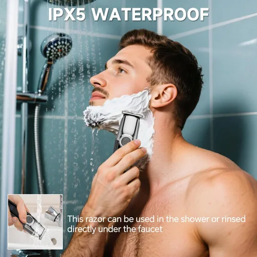 Miniatura 5 de Cortadora de barba para hombres, maquinilla de afeitar eléctrica 5 en 1 para hombres, cortadora de pelo inalámbrica, kit de aseo impermeable