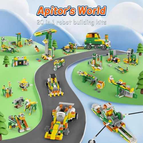 Miniatura 5 de Apitor Robot Q Robot Kit de construcción, 20 en 1 programable APP RC Kit de codificación de robótica para automóvil, incluye organizador