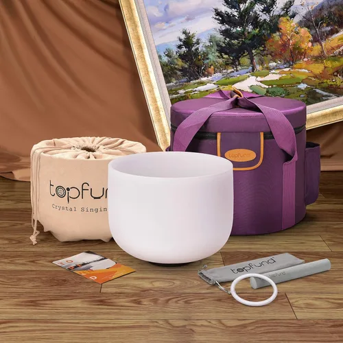 Miniatura 8 de TOPFUND 528 Hz Solfeggio Crystal Singing Bowl 8 inch with Heavy Duty Carrying Case and Suede Mallet