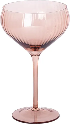 Miniatura 6 de Mary Square 47881 Gold Rim - Taza de bebida de cóctel para vino de champán con tallo de vidrio acanalado duradero de 5 onzas, accesorio para carrito