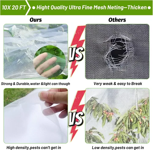 Miniatura 4 de Cludoo Kit de 67 redes de malla de jardín, 6 juegos de aros de jardín anchos con cubiertas de jardín de 10 x 20 pies, red de pájaros y 12 clips