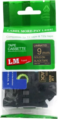Miniatura 17 de Cinta LM - Brother PT-1010 3/8 pulgadas (0.354 in 0.35 laminadas) Negro sobre transparente compatible con TZe P-Touch Cinta para rotuladora Brother