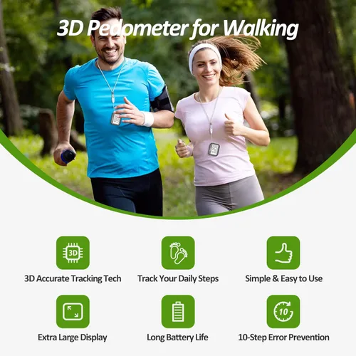 Miniatura 2 de 3D Pedometer for Walking, Simple Step Counter for Walking with Removable Clip and Lanyard, Accurate Pedometers for Steps, Step Tracker with Large