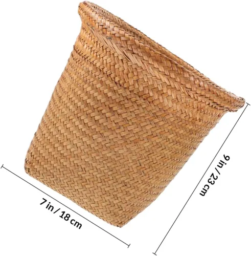 Miniatura 2 de Diseño de papelera tejida con paja para el hogar, uso versátil, sala de estar, dormitorio, cocina, 1 ud