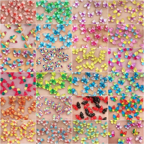 Miniatura 5 de Diamantes de imitación de mariposa con parte trasera plana, 80 unidades de 0.394 pulgadas, dijes de mariposa de resina para uñas, adornos, álbumes