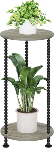 Miniatura 11 de YINMIT Soporte para plantas de interior, soporte para plantas pequeñas de 2 niveles, postes de metal de 23 pulgadas de alto, soporte de maceta