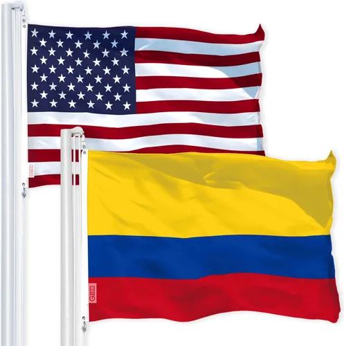 Banderas colombianas de Estados Unidos y Colombia 3x5 FT Combo Impreso Poliéster 150D por G128 Estados Unidos + Colombia