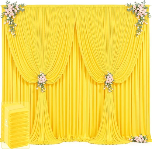 Miniatura 18 de 20 pies x 12 pies Cortinas de Telón de Fondo Azul Bebé Sin Arrugas para Bodas y Fiestas, Telón de Fondo de Tela Azul, Cortinas para Bodas