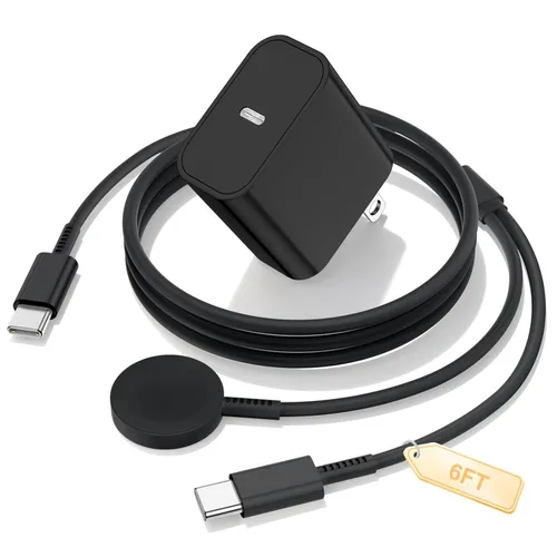 Cndons Cargador de reloj inteligente 2 en 1 de 6 pies para Samsung Galaxy Watch Ultra/8/7/6/5/4/3/Active 2/1 (Pro, clásico) y cargador USBC súper