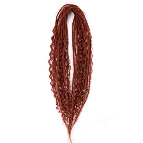Miniatura 2 de Boho Dreads - Extensiones de rastas sintéticas de doble extremo con trenzas de caja, de 24 pulgadas, 10 hebras delgadas, suaves, color rojo y marrón