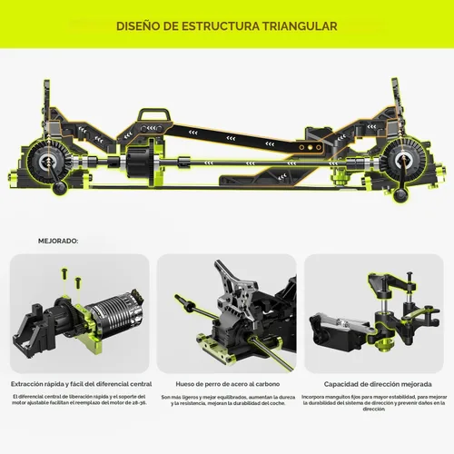Miniatura 4 de AMORIL 1/10 RTR - Autos RC rápidos sin escobillas para adultos, camión monstruo eléctrico todoterreno de 50 mph, impermeable, de alta velocidad