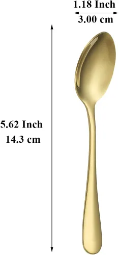 Miniatura 2 de Evanda 12 cucharaditas doradas, acero inoxidable chapado en titanio dorado, cuchara de té de 5.5 in, cubiertos para té, café, pasteles, postres