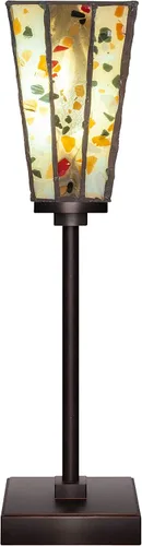 Miniatura 16 de Toltec Lighting Luna Accent - Lámpara de mesa, acabado de granito oscuro, cristal cuadrado de burbujas ahumadas de 3.5 pulgadas