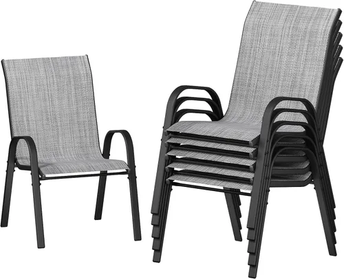 Miniatura 24 de UDPATIO Patio Chairs Set of 2, Stackable Silver Outdoor Dining Chairs with High Back, Breathable Textilene Fabric Outdoor Chair All Weather, for