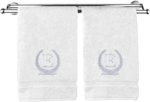 Miniatura 8 de Toalla de mano con monograma, regalo personalizado, 16 x 30 pulgadas, diseño de corona dorada bordada con letra blanca en toalla negra, extra