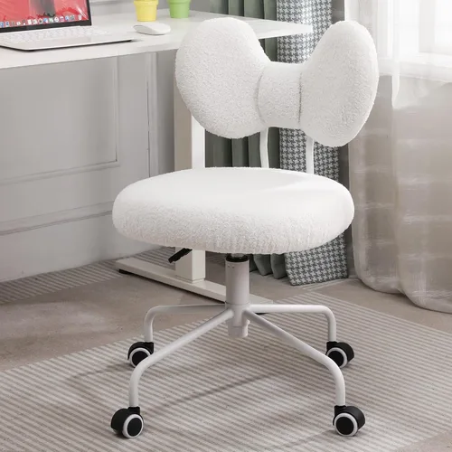 Bonita silla de escritorio con respaldo, cómoda silla de oficina pequeña con ruedas, silla giratoria ajustable sin brazos para oficina en casa, sala