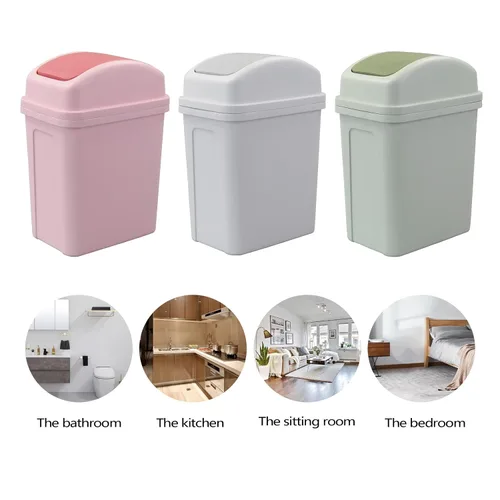 Miniatura 5 de Bote de basura pequeño de 7 L con tapa giratoria, cubo de basura interior de 1.8 galones con tapa (rosa)