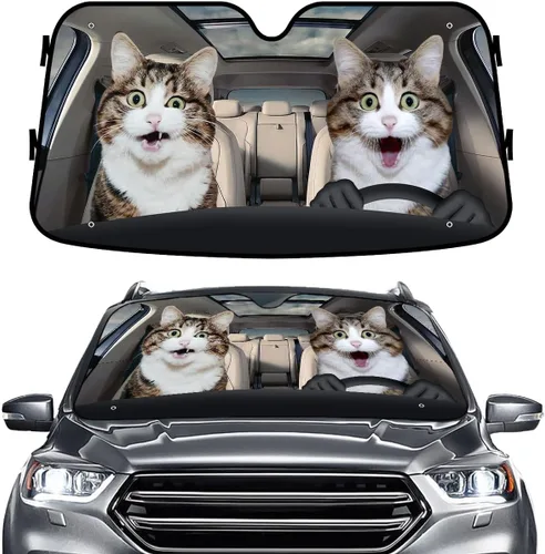 Miniatura 27 de GENANY - Cubierta de parabrisas de flamenco para automóvil, SUV, camión (55 x 30 pulgadas), protector térmico plegable, persianas para ventanas