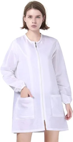 Miniatura 12 de TOPTIE Bata de satén de manga larga para peluquero unisex para estilista de peluquería para mascotas, ropa de trabajo