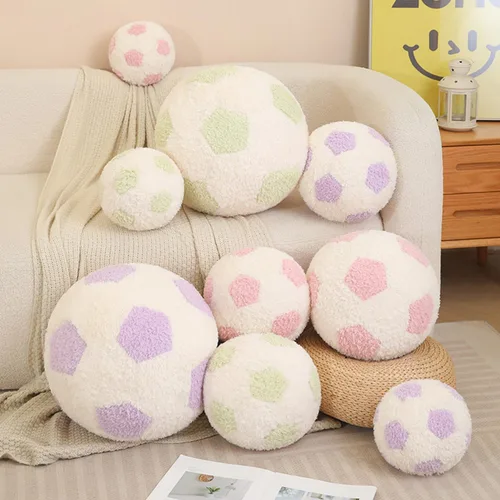 Miniatura 9 de Juguete de peluche redondo de fútbol de 12 pulgadas, almohada suave para niños y bebés Pie de página rosa