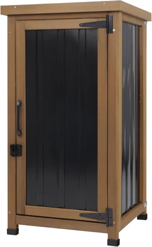 Miniatura 16 de Gabinete de almacenamiento al aire libre impermeable con estantes, pequeño cobertizo de almacenamiento, gabinete de almacenamiento vertical alto