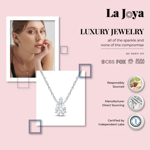 Miniatura 13 de La Joya Collares de diamantes de 1 quilate para mujer Collar de diamante solitario cultivado en laboratorio GH VS/SI Cadena de oro macizo