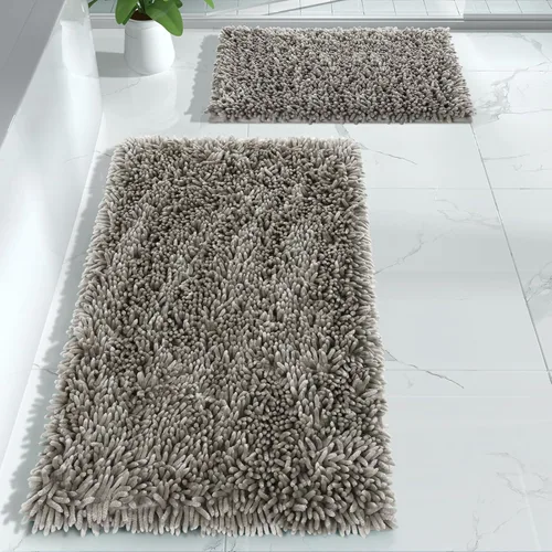 Miniatura 48 de Yimobra Juego de 2 alfombras de baño, alfombra de baño suave y absorbente y alfombra de inodoro en forma de U con respaldo antideslizante, alfombras