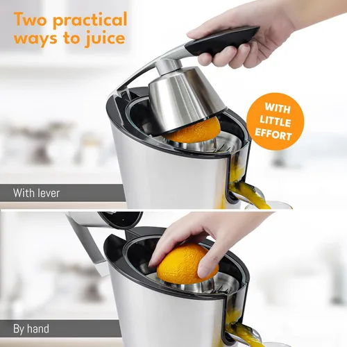 Miniatura 5 de LEBENLANG Exprimidor de cítricos eléctrico con alto rendimiento de jugo Exprimidor de jugo de naranja 200W + 2 conos Exprimidor de limones