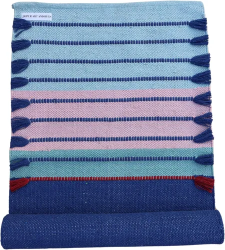 Miniatura 12 de Jaipur art & Rugs Estera de yoga de algodón - Alfombra tejida a mano ecológica - Antideslizante y gruesa (61x183x5mm) para fitness diario en casa