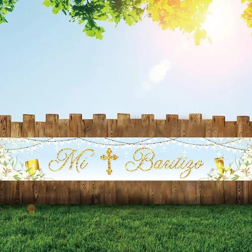 Miniatura 6 de Cartel grande de fondo Mi Bautizo, cartel de césped para fiesta de bautismo español, cartel de jardín para baby shower, fiesta de primera comunión