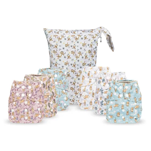 Miniatura 11 de Simple Being Pañales de tela reutilizables, doble refuerzo, talla única, lavables, suaves, absorbentes, impermeables, ecológicas, unisex, para bebé