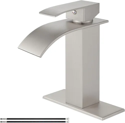 Miniatura 12 de Airuida Grifo de Baño con Acabado Cromado Pulido Boquilla de Cascada Mango Único Agujero Único Grifo de Lavabo de Baño 1 o 3 Agujeros Grifo de cromo