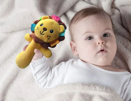 Miniatura 5 de Sonajeros suaves para bebés, juguetes de peluche de animales de peluche para niños pequeños, niñas, niños, desarrollo infantil, juguetes de león