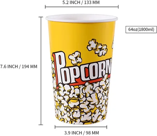 Miniatura 7 de MyLifeUNIT Cubetas de palomitas de maíz, caja de papel de 64 onzas para fiestas y noches de cine (paquete de 20)