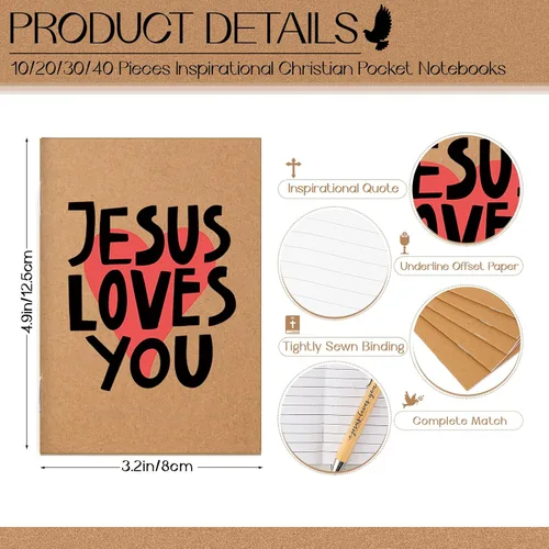 Miniatura 2 de Tenceur - 10 juegos de regalos de regreso a la escuela, Christian Jesus Loves You Cuadernos religiosos, cuadernos cristianos, bolígrafos
