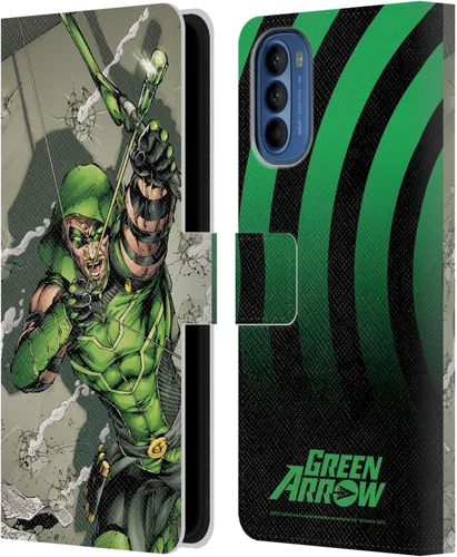 Head Case Designs Funda con licencia oficial de la Liga de la Justicia DC Comics New 52 Green Arrow Comic Art Funda de piel compatible con Motorola