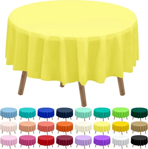Miniatura 10 de Paquete de 2 manteles de plástico desechables de 84 pulgadas de color azul aguamarina, manteles circulares para baby shower, baby shower, PEVA, azul