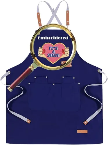 Miniatura 14 de Delantal de chef personalizado con espalda cruzada con correas ajustables, lona bordada e impresión
