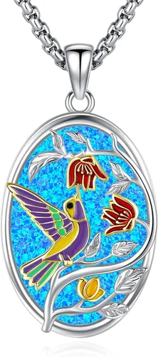 Miniatura 24 de Eusense Collar de ópalo para mujeres y hombres, joyería de ópalo azul y blanco de plata de ley 925 con dije de ópalo auténtico, regalo