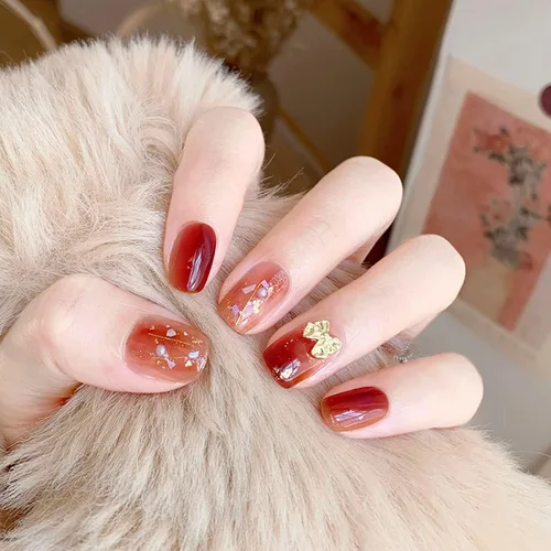 Miniatura 18 de LIGHT RAIN - Uñas a presión de longitud media, con diseño de galaxia Andromeda, uñas postizas de gel, reutilizables, de lujo, de siete capas