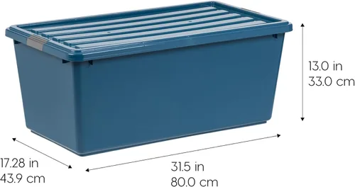 Miniatura 2 de IRIS USA Contenedores de almacenamiento de plástico apilables de 91 cuartos de galón con tapas, paquete de 4 unidades, sin BPA, ecológicas, solución