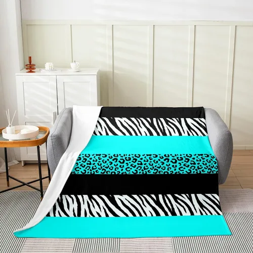 Miniatura 16 de Leopard Print Throw Blanket,40x50,African Wild Animal Skin Print Fleece Blanket for Teens Adults,Zebra Geometric Stripes Wildlife Tribal