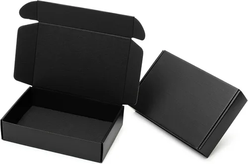 Mcfleet Cajas de envío negras de 9 x 6 x 2 pulgadas, paquete de 24 cajas de correo de cartón corrugado para pequeñas empresas, con bloqueo de Negro