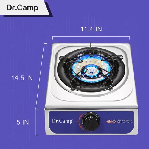 Miniatura 5 de Dr.Camp 12000 BTU Estufa de Propano de Encendido Automático Único para Acampar, Jardín, Exteriores, Campamento, Senderismo, Pesca, Cocina