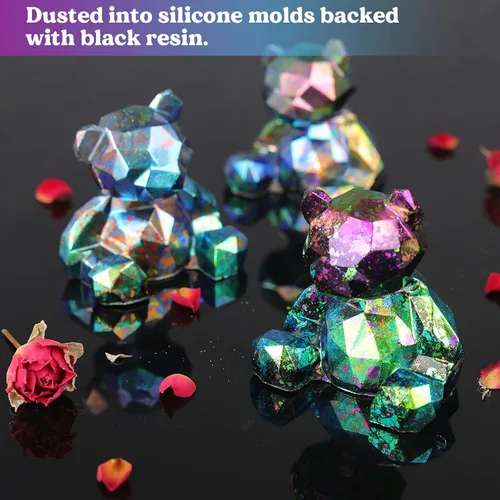 Miniatura 6 de LET'S RESIN Chameleon Chunky Flakes, suministros de resina, 8 colores intensos pigmentos en polvo para moldes de silicona, manualidades de resina