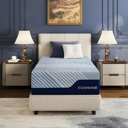 EGOHOME Colchón individual de 14 pulgadas en una caja, espuma viscoelástica de gel de cobre para un sueño fresco y alivio de presión, sin fibra de