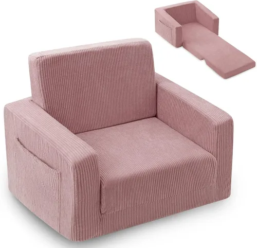 Miniatura 10 de Silla para bebés y niños, sofás blandos para bebés de 2 en 1 que se despliegan, sillas para bebés cómodas de 1 a 3 años, sofá convertible a sofá